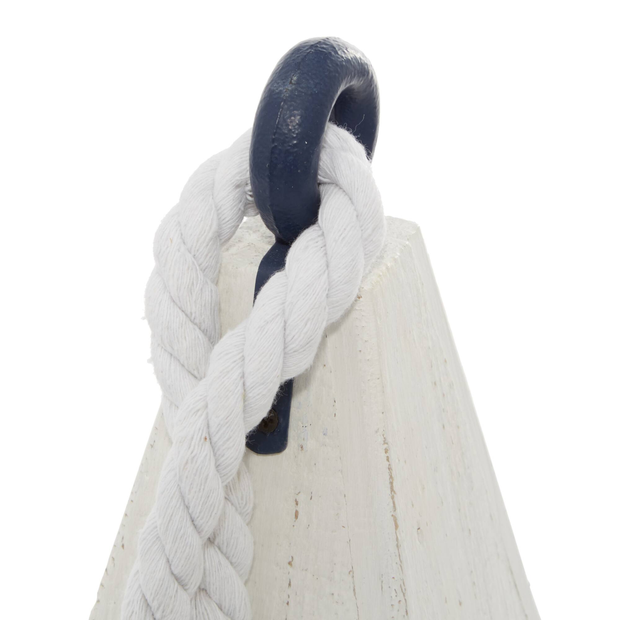 White & Navy Wood Farmhouse Nautical Sculpture Set